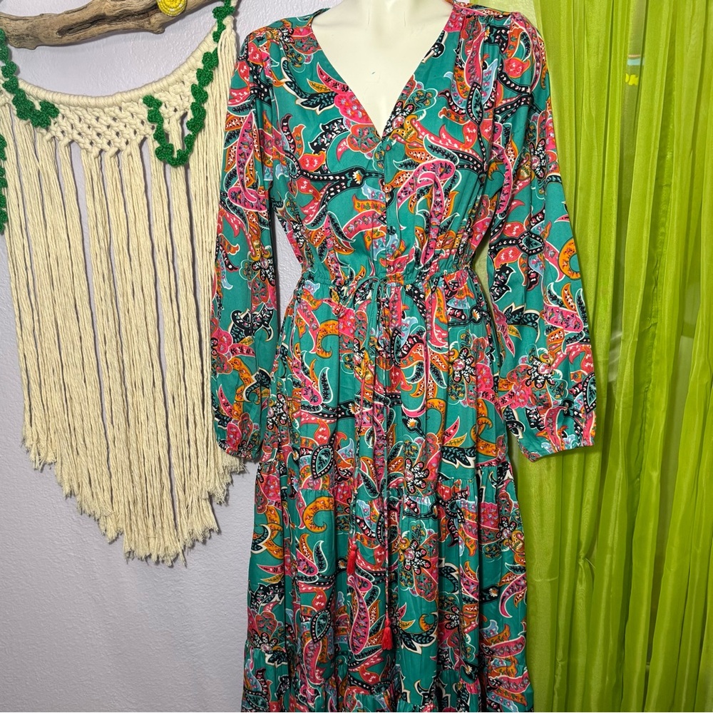 Boemo Multicolor Paisley Maxi Dress (L) 🌈 - Picture 2 of 7